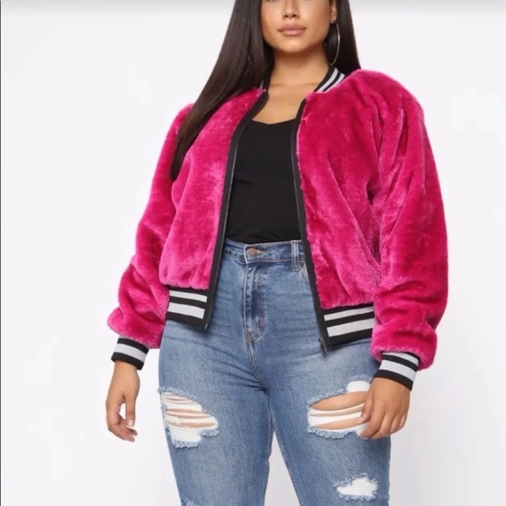 Fashion Nova Fur Bomber Jacket - Picture 4 of 7